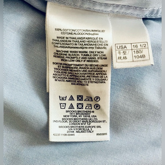 Men's “Brooks Brothers” Regent Fit Long Sleeve Button Up Dress Shirt - Picture 10 of 10